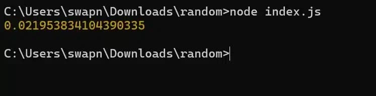 Console output of Math.random() generating floating-point number