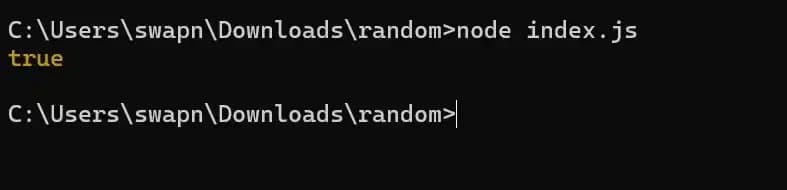 Console output of getRandomBoolean function