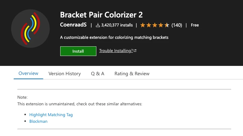 Bracket Pair Colorization extension