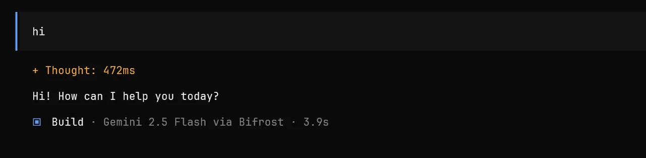 Sent a quick "hi" from OpenCode with Gemini disabled, no visible interruption.