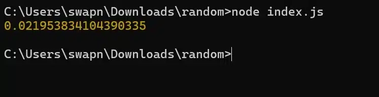 Console output of Math.random() generating floating-point number
