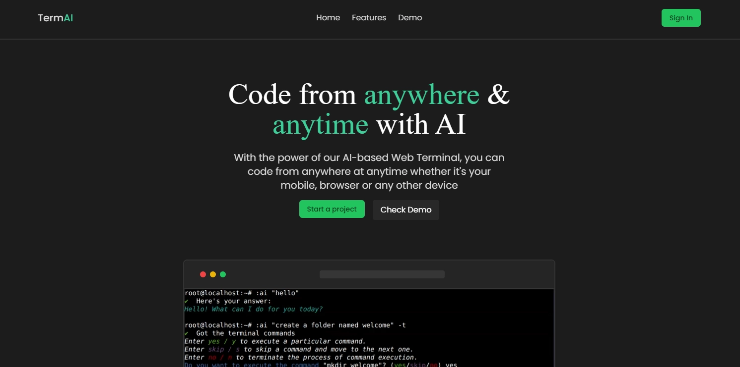 Term AI cloud-based AI terminal interface