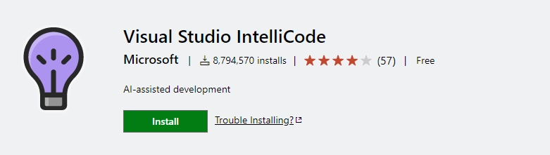 IntelliCode AI-assisted code completion extension