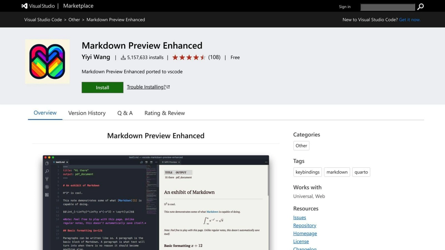 Markdown All in One extension