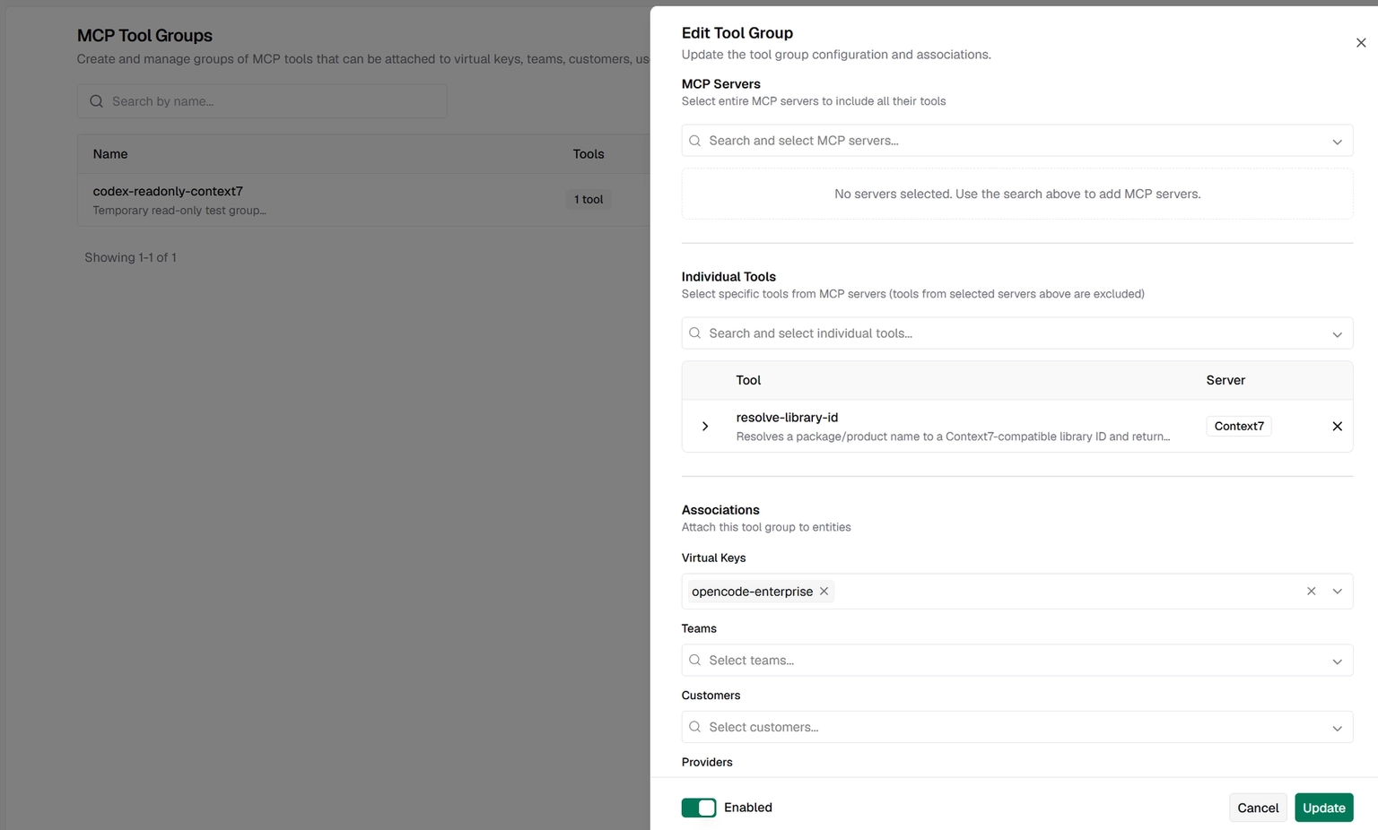 Bifrost MCP Tool Groups screenshot