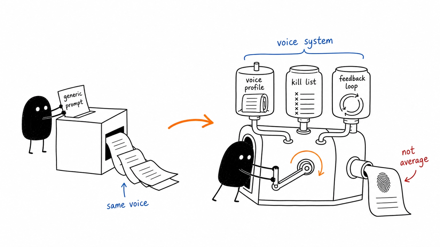 Generic AI prompt output vs personalized AI voice system