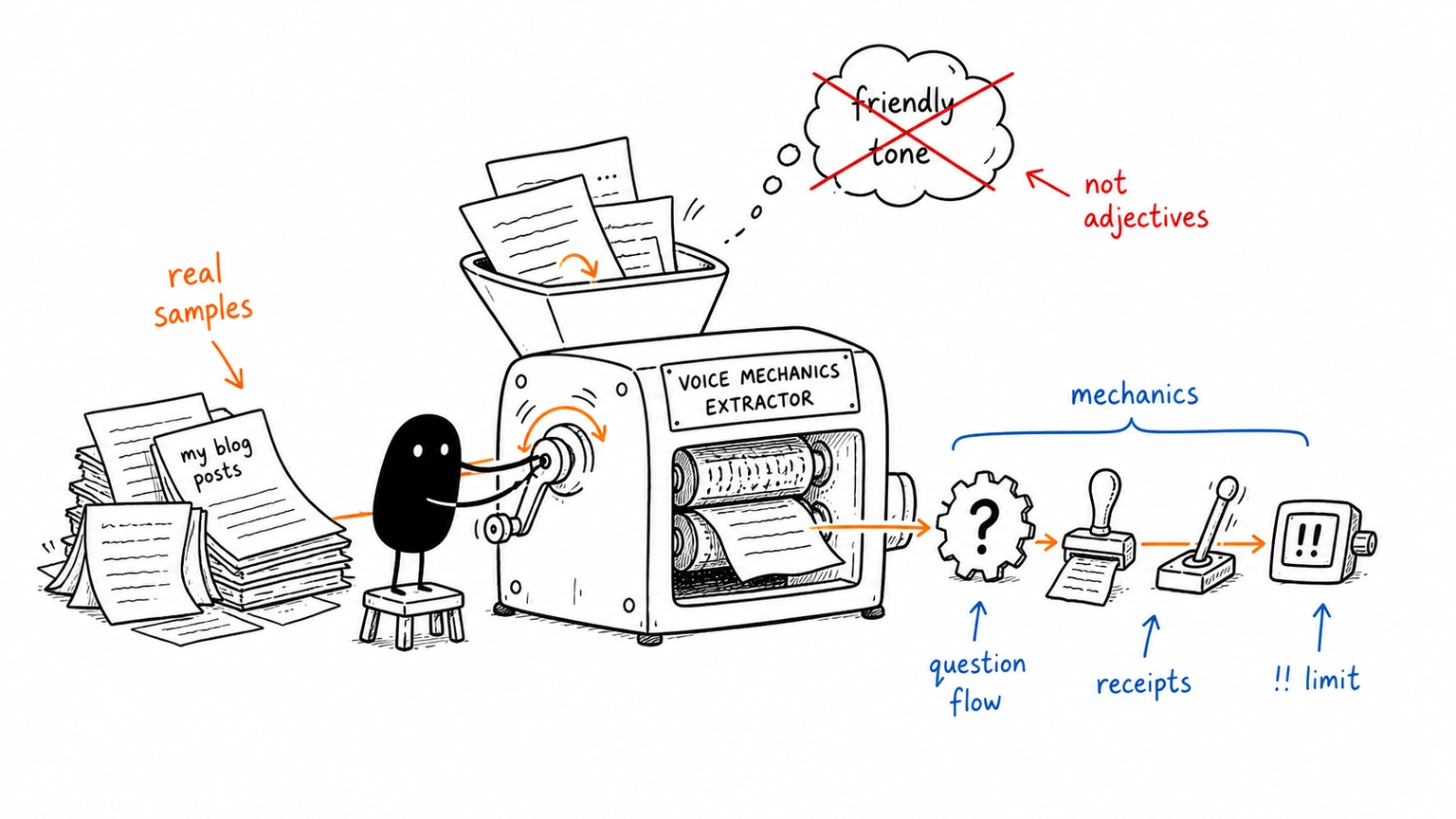 Extracting writing mechanics from real blog samples