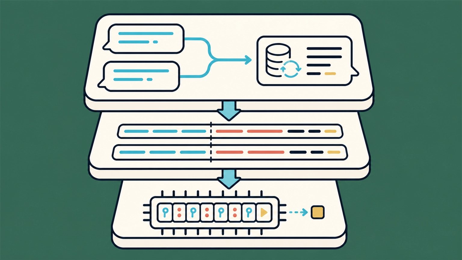 Three caching layers at different depths